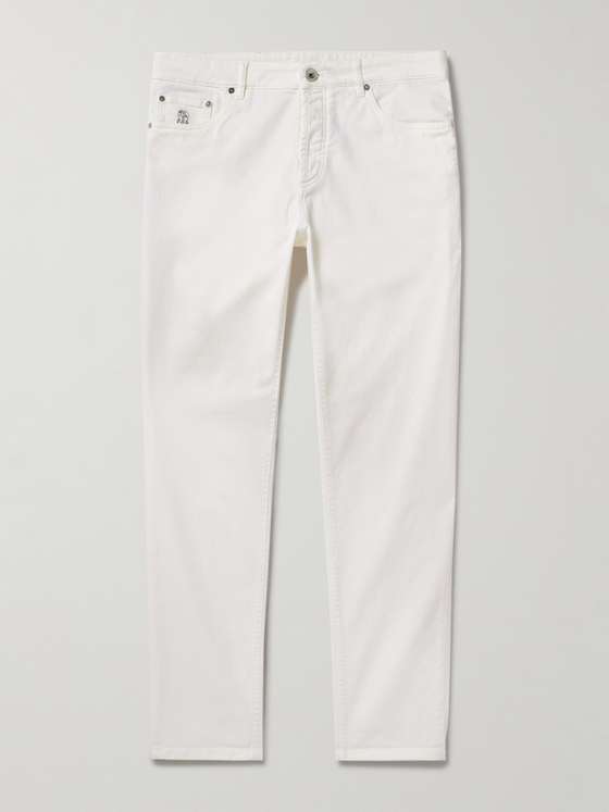 Brunellocucinelli Slim-Fit Straight-Leg Logo-Embroidered Jeans