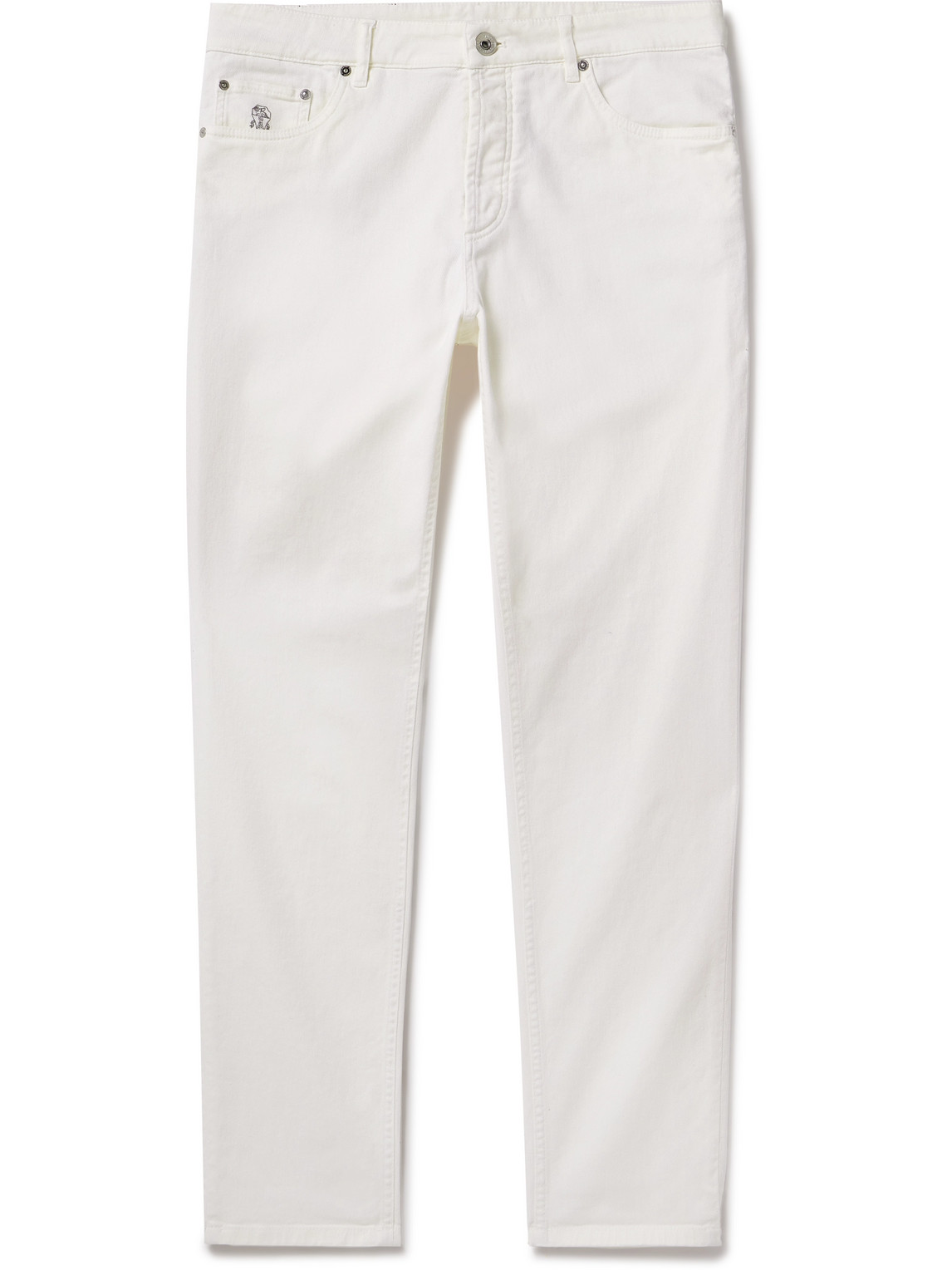 Slim-Fit Straight-Leg Logo-Embroidered Jeans