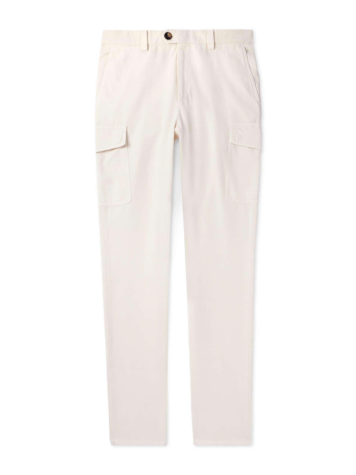 Brunello Cucinelli Straight-leg Cotton-twill Cargo Trousers In Neutrals
