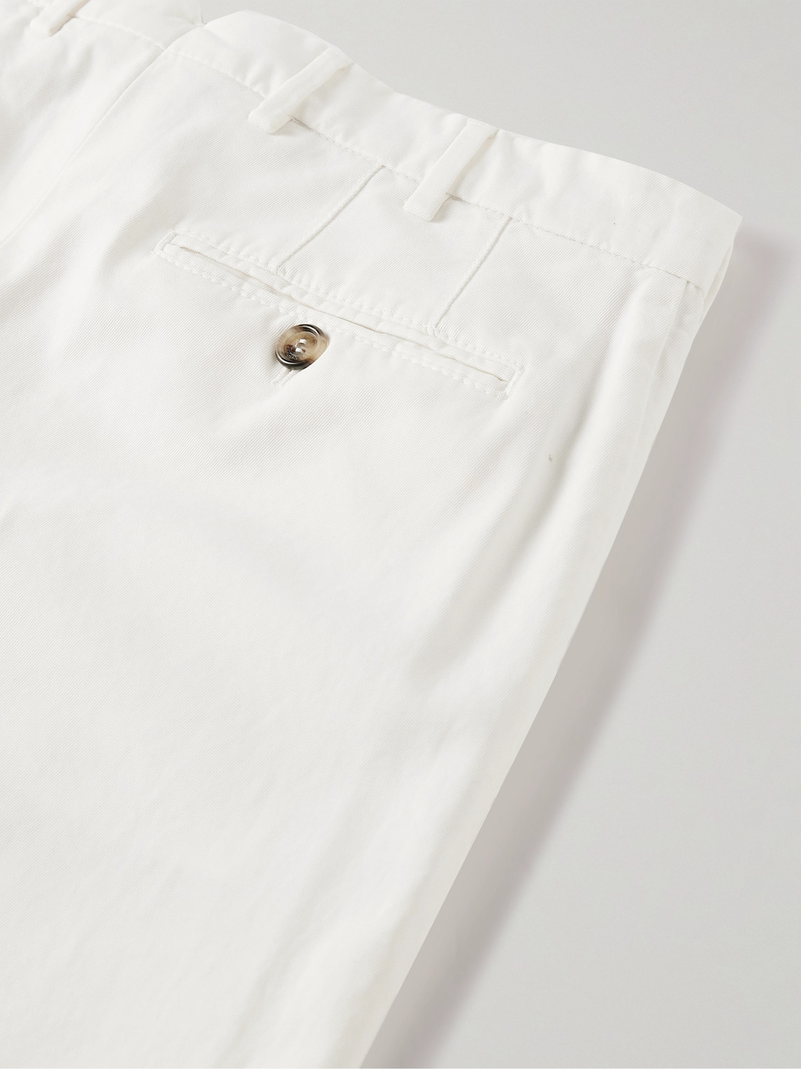 Shop Brunello Cucinelli Slim-fit Cotton-gabardine Trousers In White