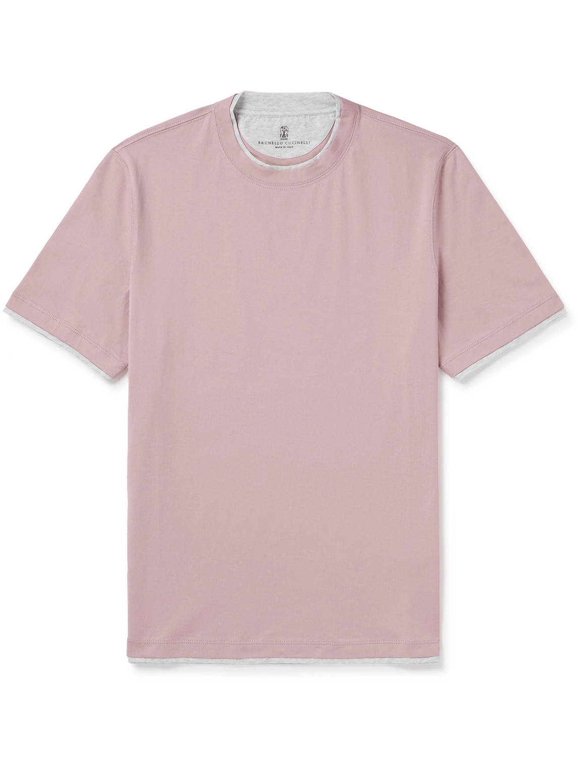 Brunello Cucinelli Layered Cotton-jersey T-shirt In Pink