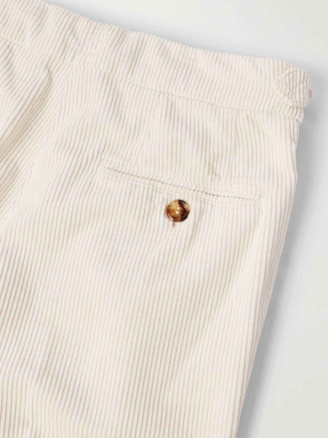 Shop Brunello Cucinelli Straight-leg Pleated Cotton-corduroy Trousers In Neutrals