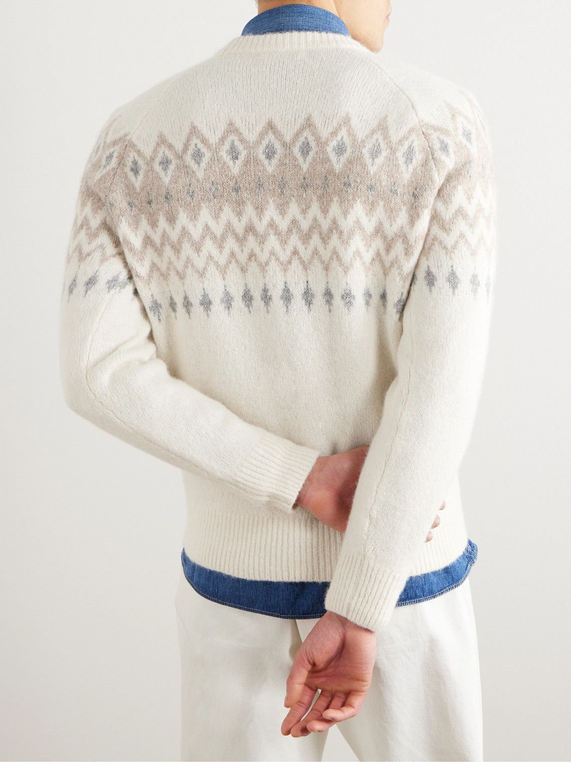 Shop Brunello Cucinelli Fair Isle Jacquard-knit Sweater In Neutrals