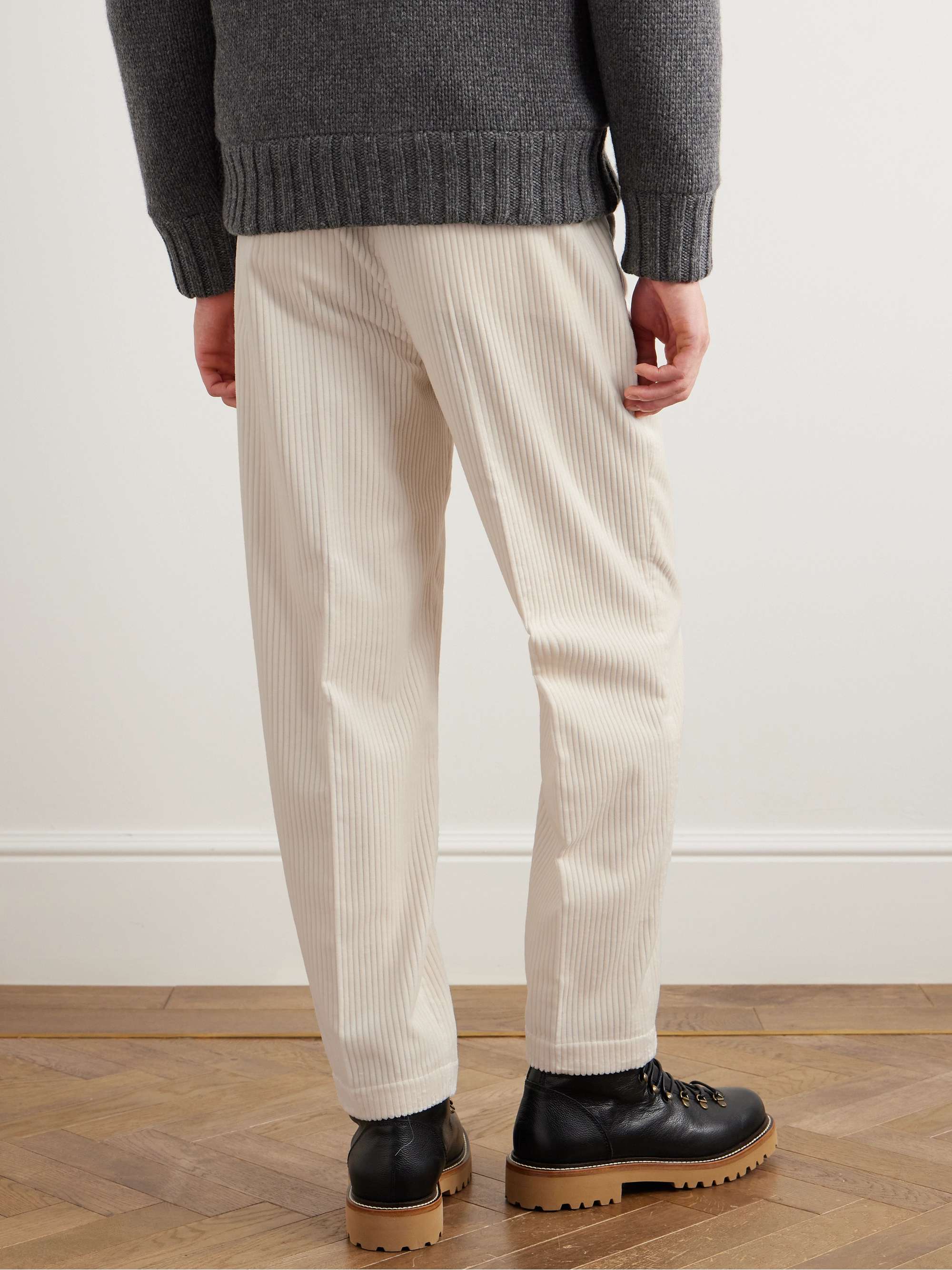 BRUNELLO CUCINELLI Straight-Leg Pleated Cotton-Corduroy Trousers for ...