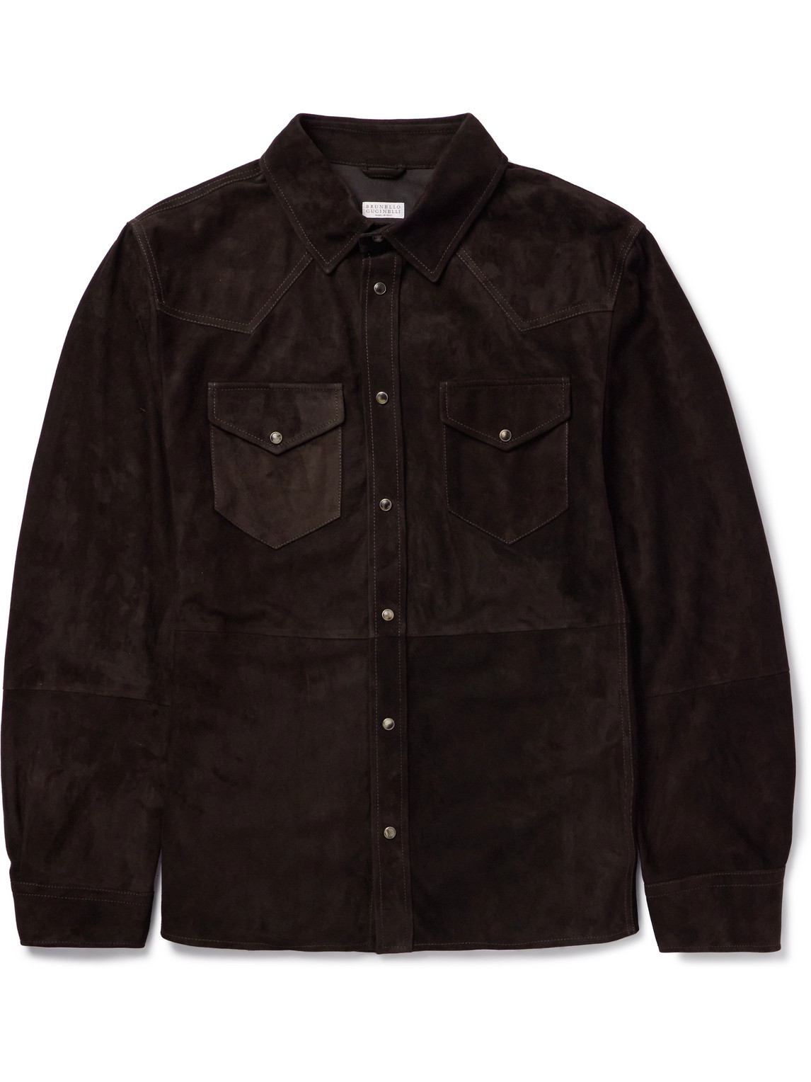 Brunello Cucinelli Suede Overshirt In Brown