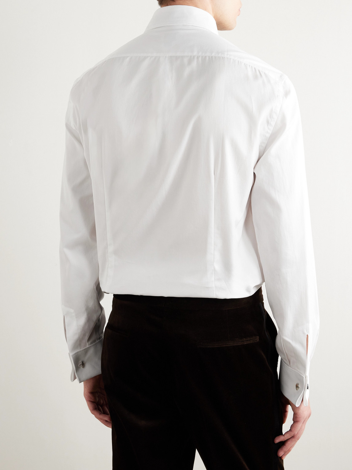 Shop Brunello Cucinelli Cotton-poplin Tuxedo Shirt In White