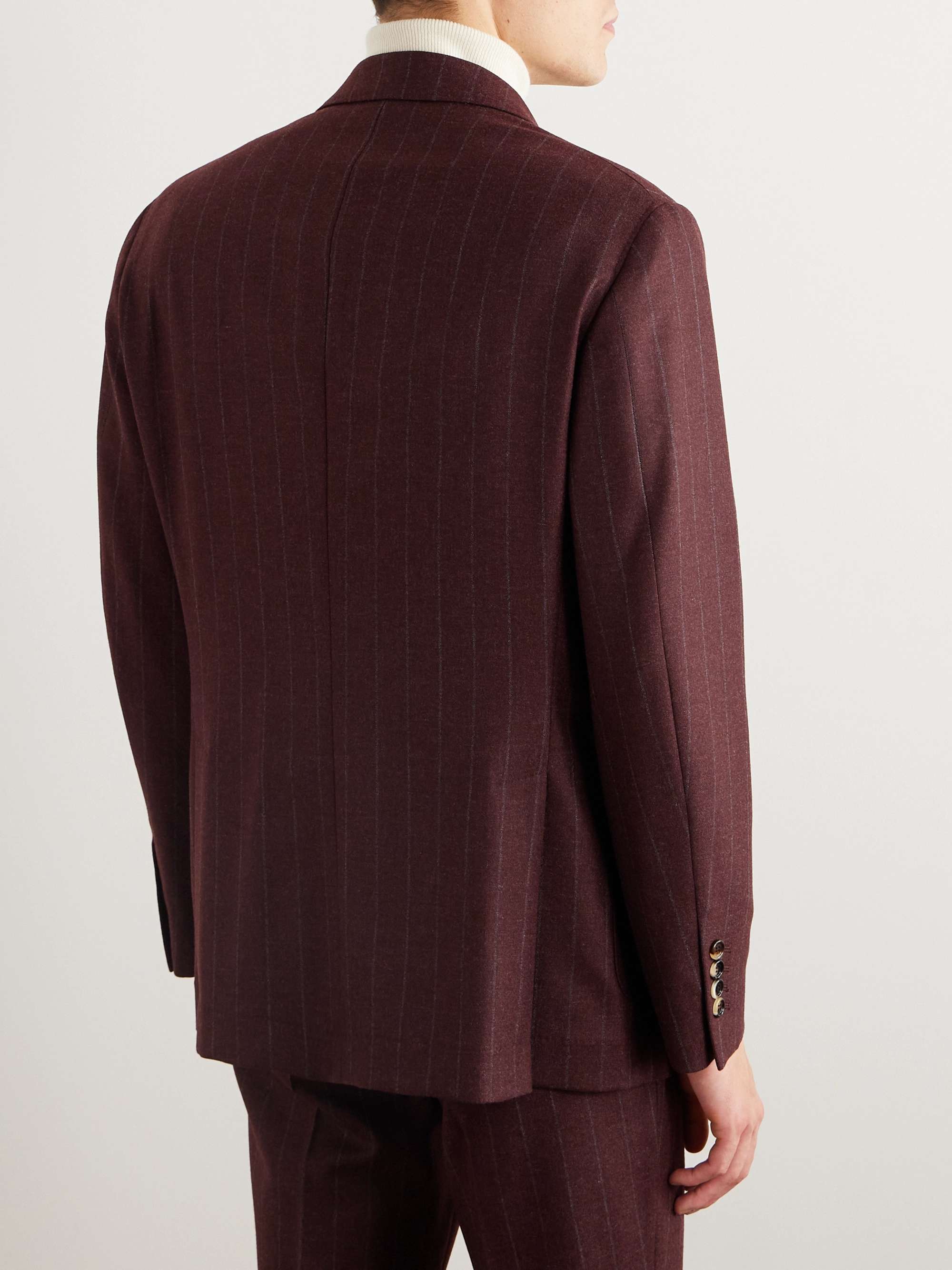 BRUNELLO CUCINELLI Double-Breasted Pinstriped Wool, Mohair and Cashmere ...