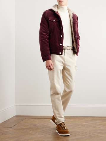 White shearling hotsell jacket mens