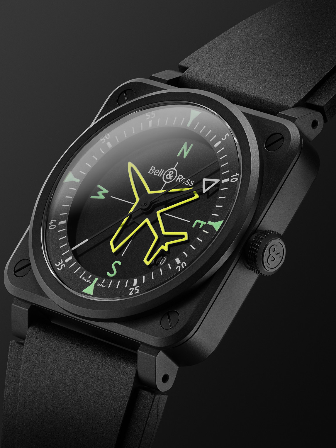  Bell & Ross - Br 03 Gyrocompass Limited Edition Automatic 41mm Ceramic And Rubber Watch, Ref. No. Br03a-cps-ce/srb - Men - Black 