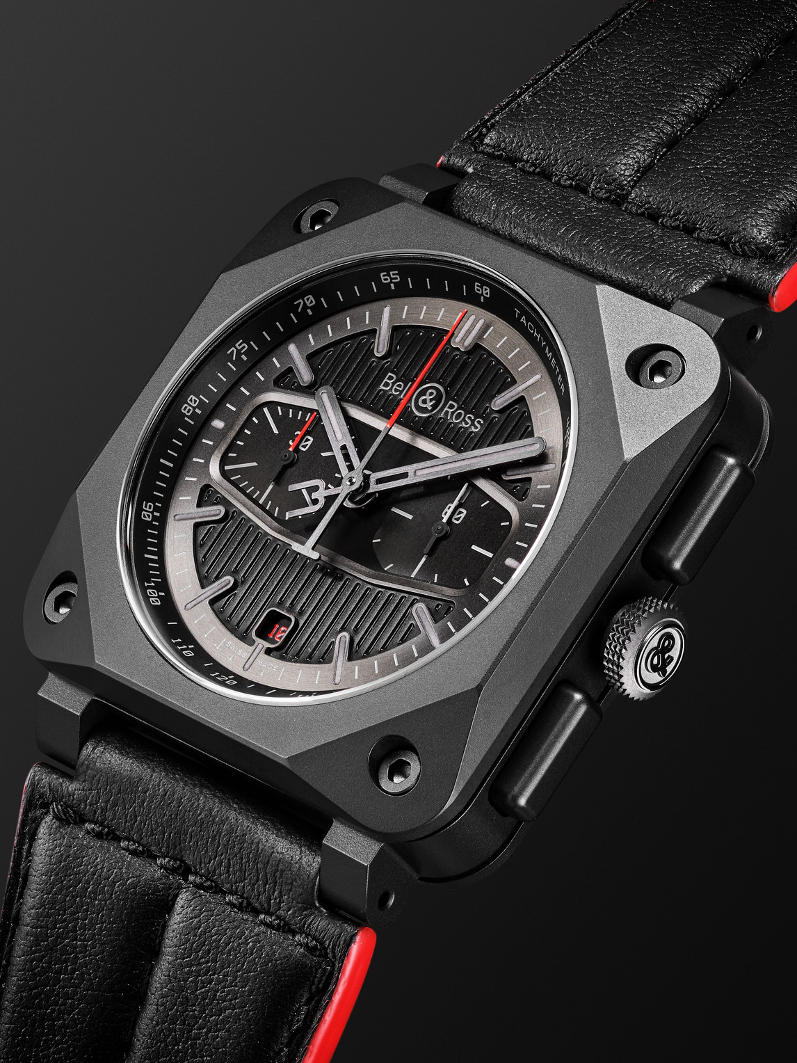  Bell & Ross - Br 03-94 Blacktrack Limited Edition Automatic Chronograph 42mm Ceramic And Leather Watch, Ref. No. Br0394-btr-ce/sca - Men - Black 