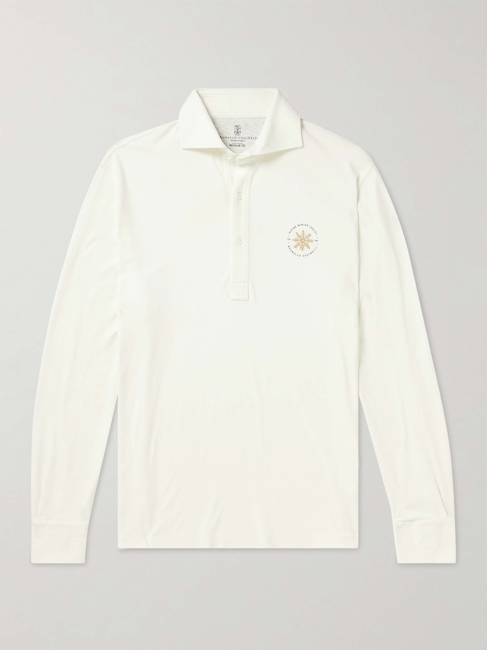 BRUNELLO CUCINELLI Snowflake Logo-Print Cotton and Silk-Blend Polo ...