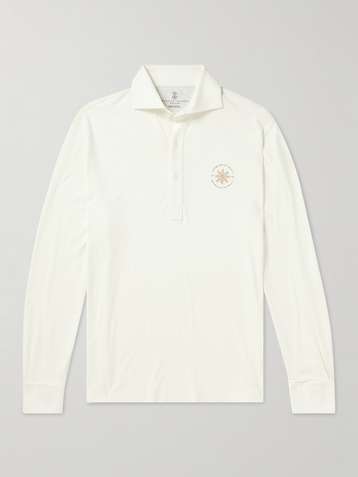 Polo shirts Brunello Cucinelli - Embroidered logo white polo shirt -  M0T619779GCL087