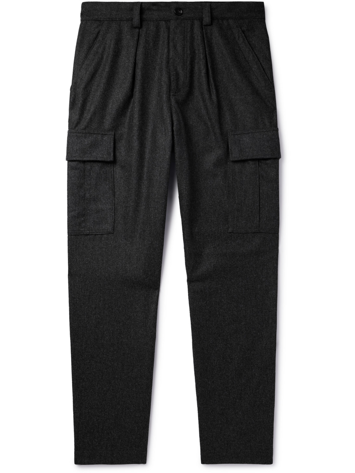 Brunello Cucinelli Straight-leg Wool Cargo Trousers In Gray