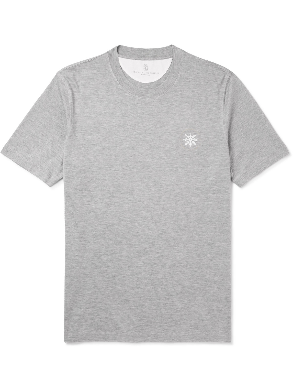 Brunello Cucinelli Logo-print Silk And Cotton-blend Jersey T-shirt In Gray