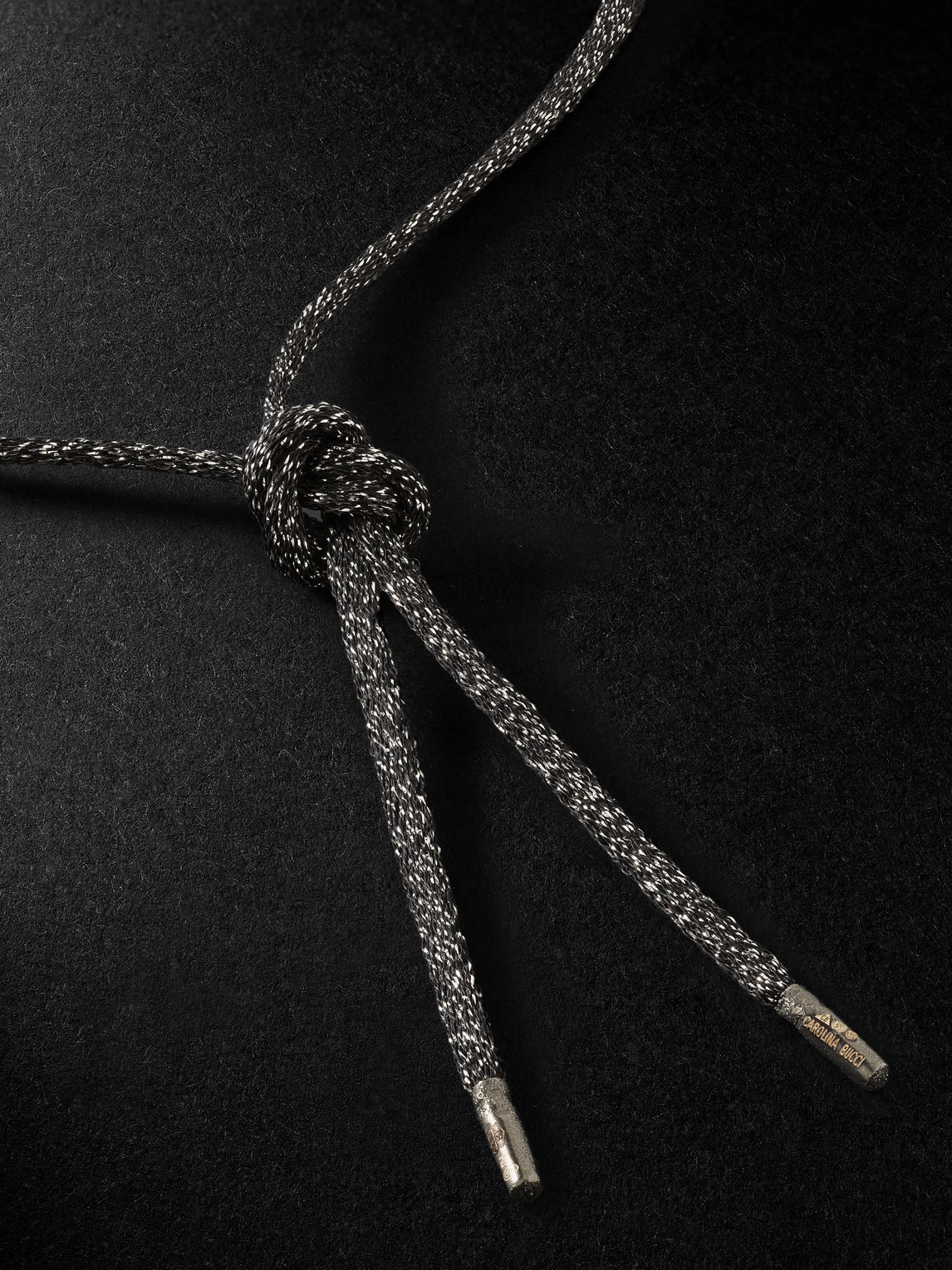 Shop Carolina Bucci Forte Blackened And White Gold, Sapphire, Diamond And Lurex Necklace