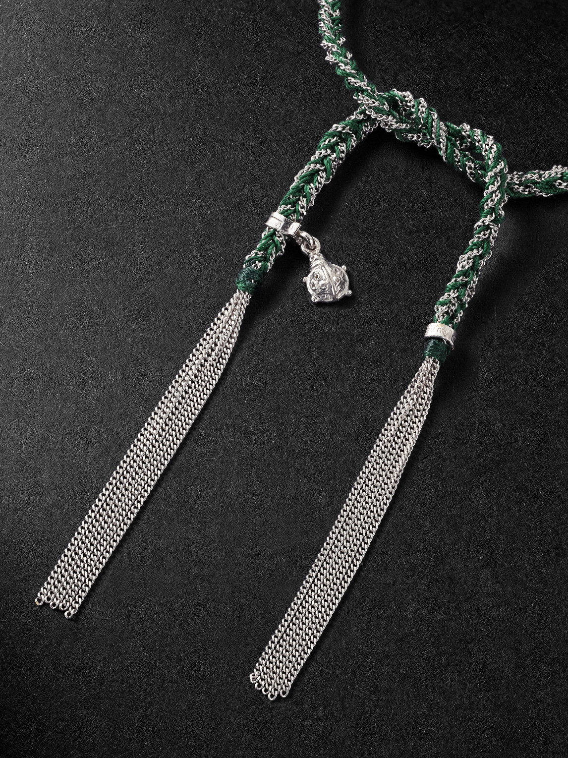 Shop Carolina Bucci Fortune Lucky White Gold And Silk Bracelet In Green