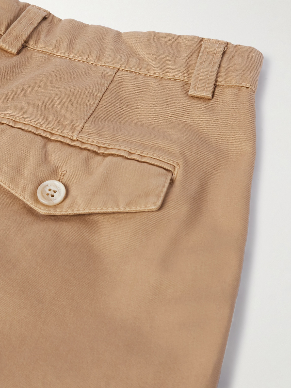 Shop Brunello Cucinelli Straight-leg Pleated Cotton-twilll Trousers In Brown