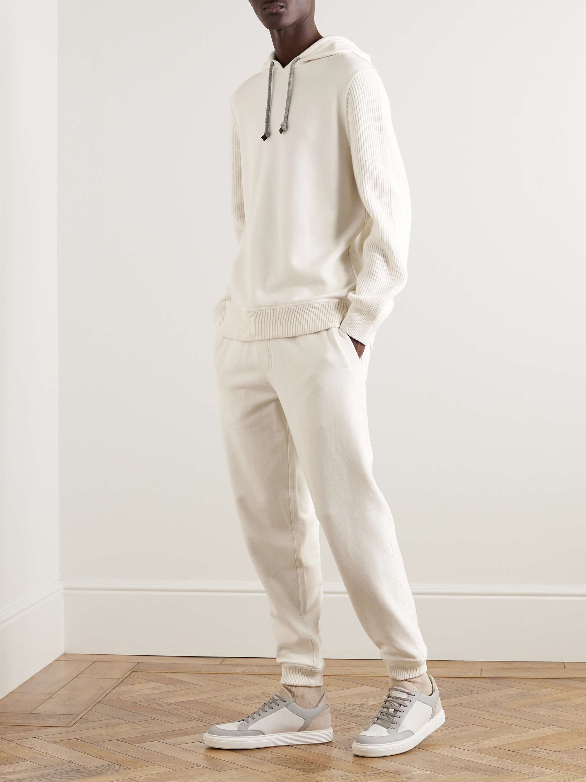 Tapered Ribbed Cotton Sweatpants