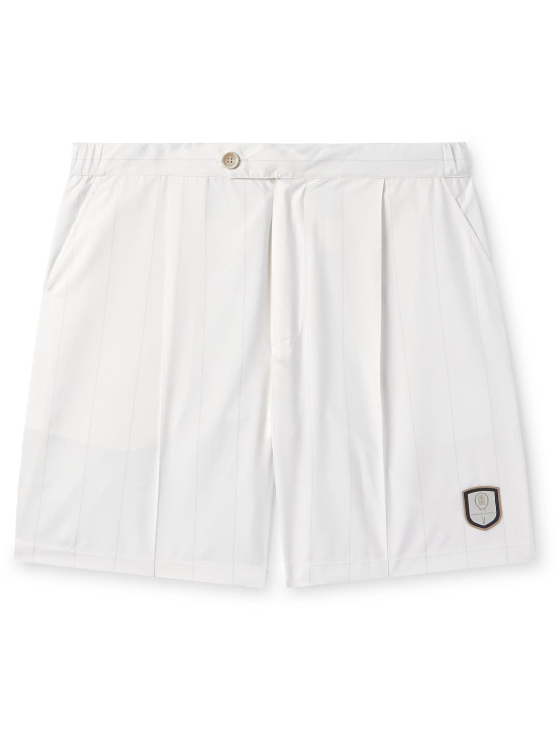 Straight-Leg Striped Satin Shorts