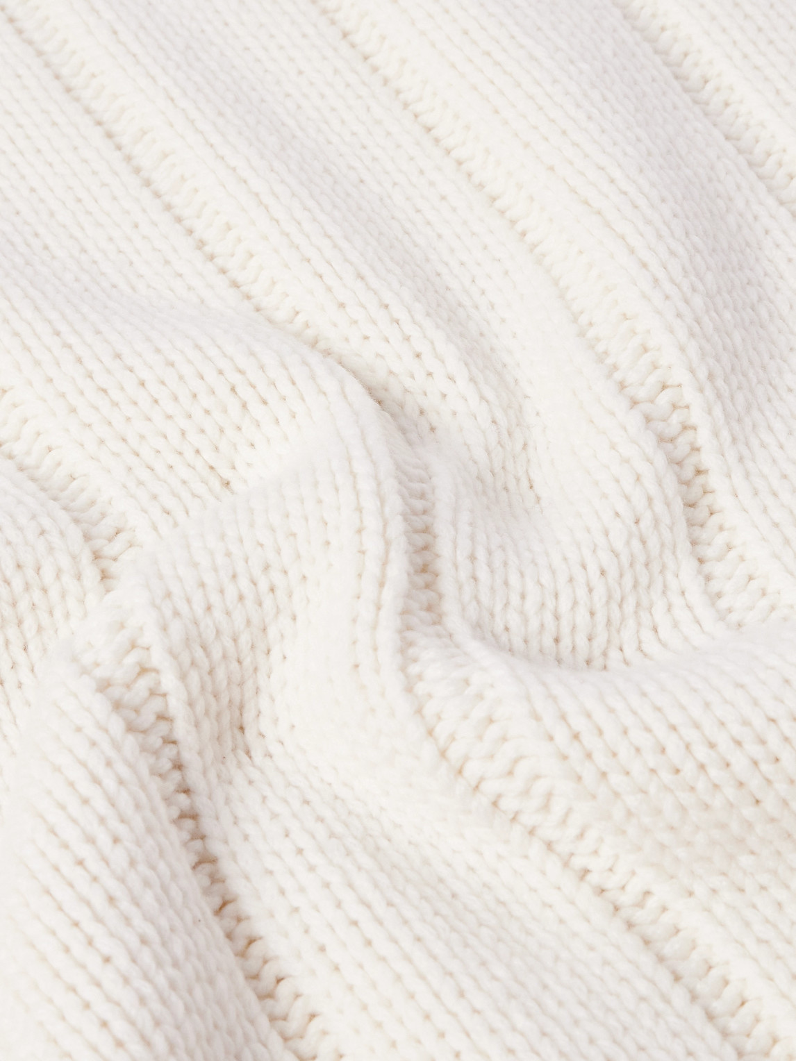 Shop Brunello Cucinelli Ribbed Cashmere Rollneck Sweater In White