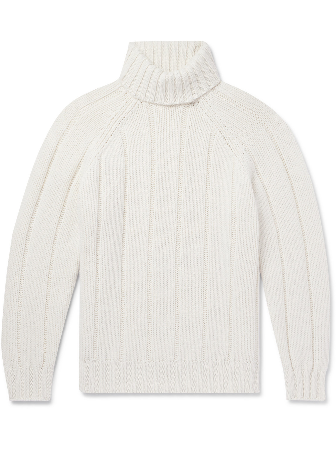 Brunello Cucinelli Ribbed Cashmere Rollneck Sweater In White