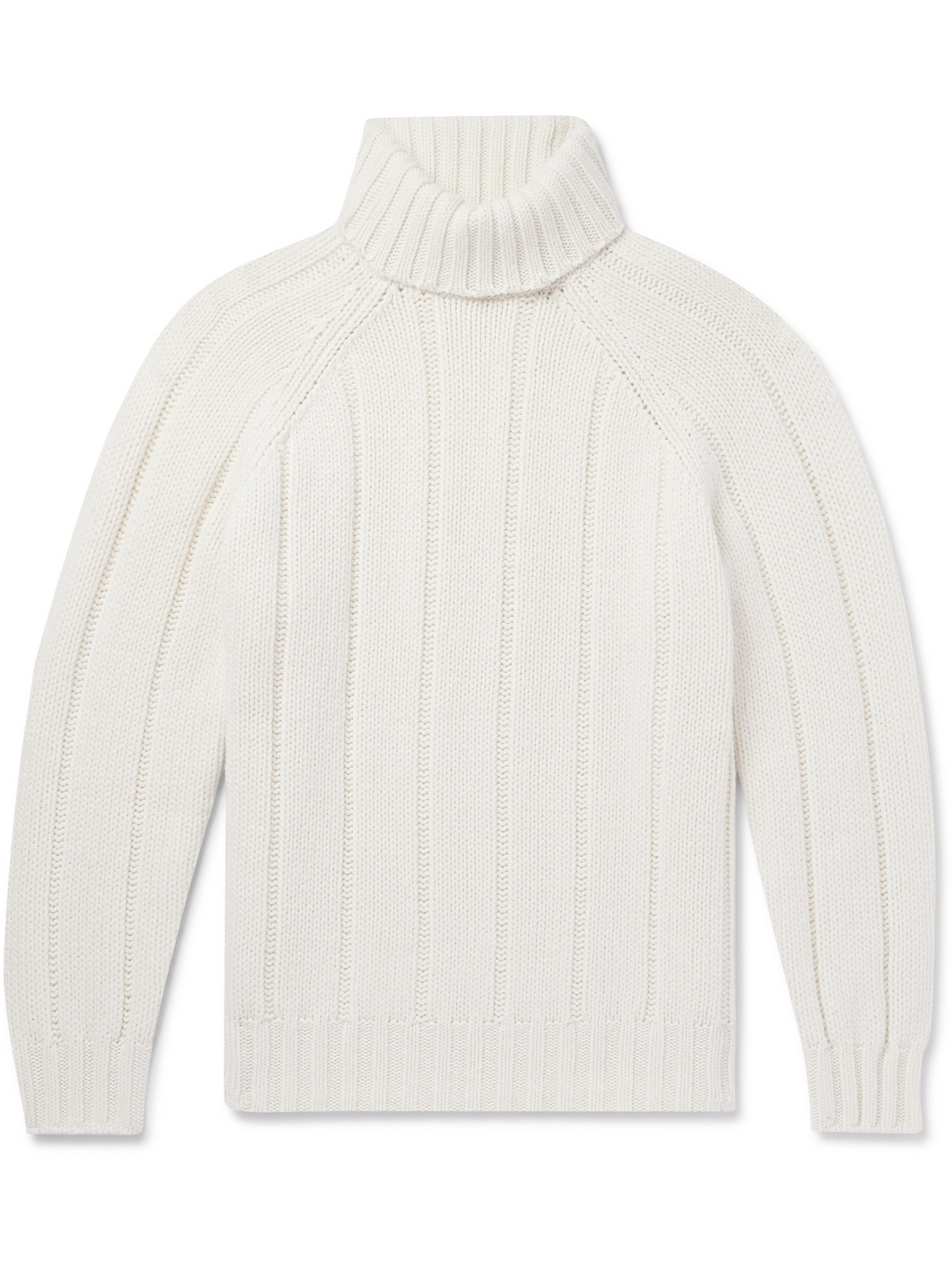 Brunello Cucinelli Ribbed Cashmere Rollneck Jumper In White