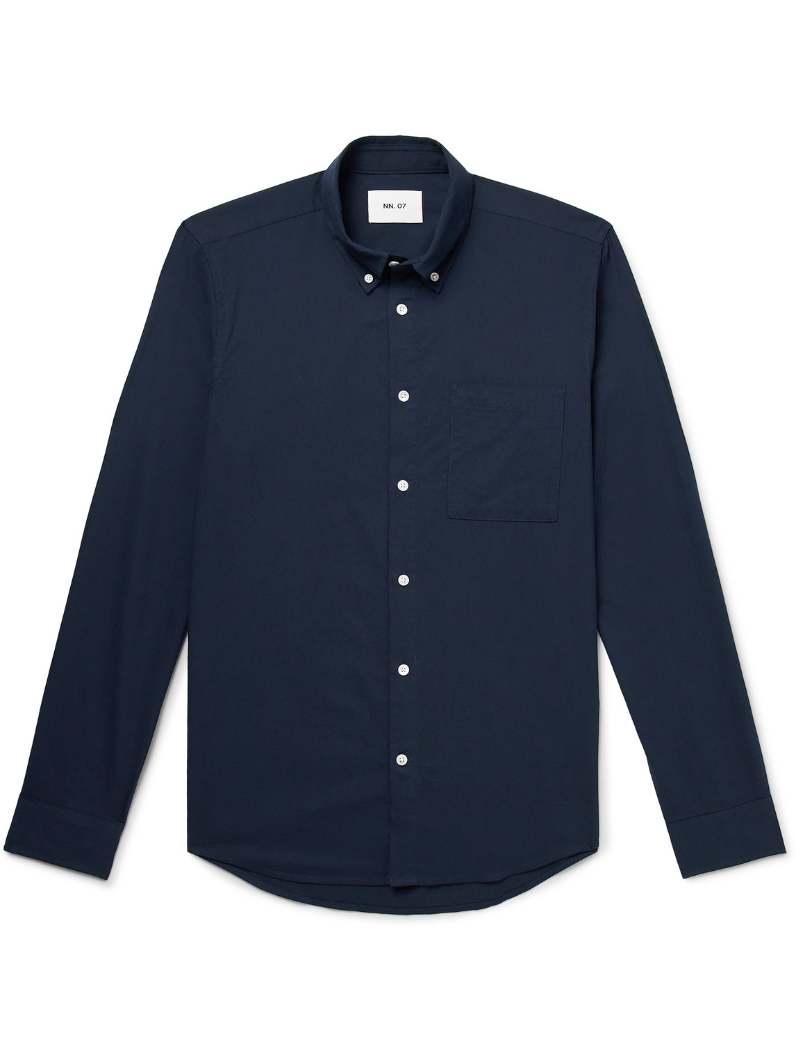 Shop Nn07 Arne 5655 Button-down Collar Organic Cotton And Modal-blend Twill Shirt In Blue