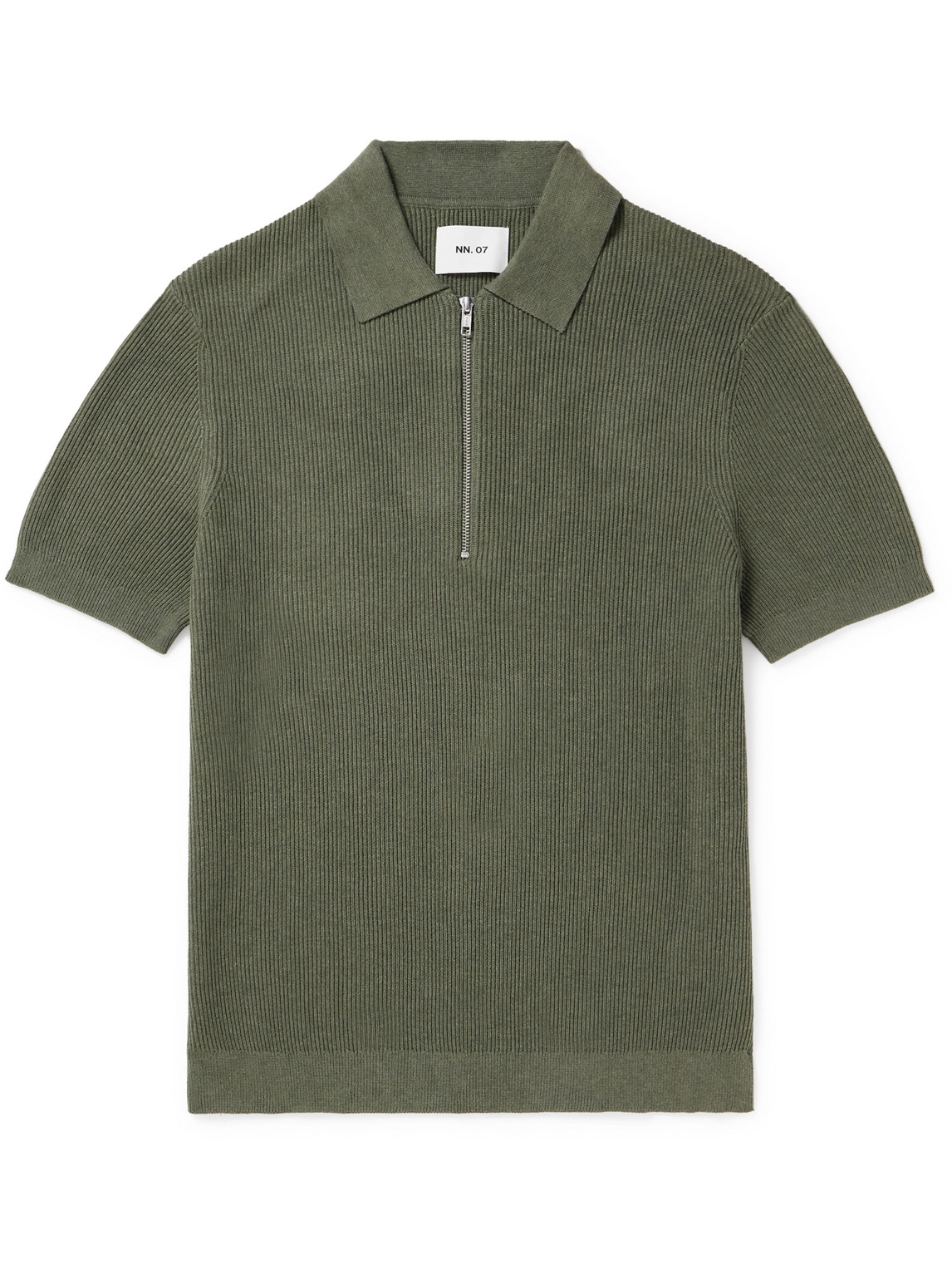 Nn07 Hansie 6600 Ribbed Organic Cotton Polo Shirt In Green