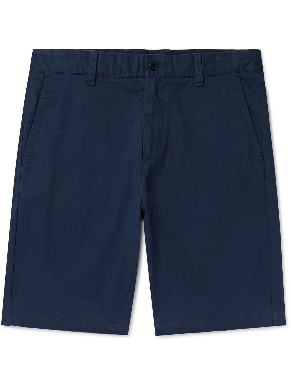 Nn07 Crown 1090 Straight-leg Brushed Organic Cotton-blend Twill Shorts In Blue