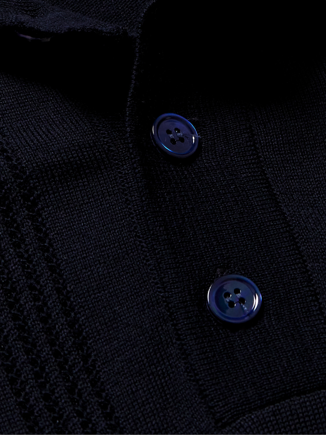 Shop Nn07 Thor 6539 Pointelle-knit Wool-blend Polo Shirt In Blue