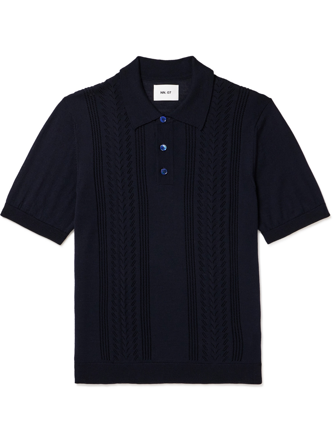 Thor 6539 Pointelle-Knit Wool-Blend Polo Shirt
