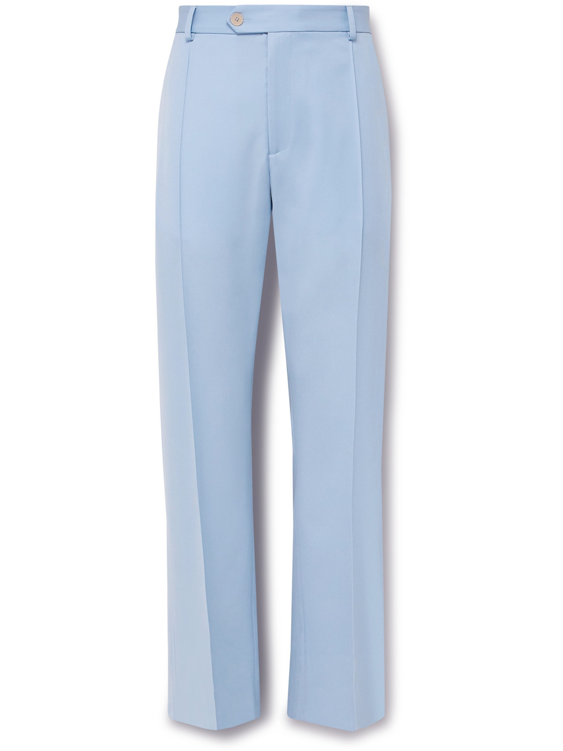 Small Talk Throwing Fits Straight-leg Pintucked Wool-gabardine Suit Trousers In Blue