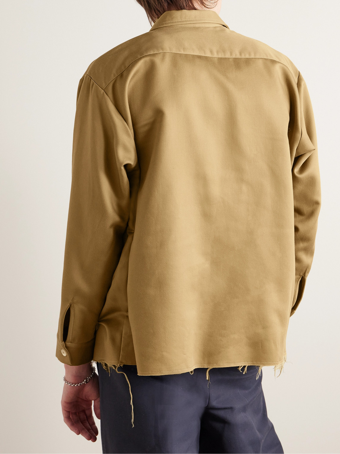  Small Talk - Throwing Fits Frayed Tencel™ Lyocell-blend Twill Overshirt - Men - Neutrals - Xl 