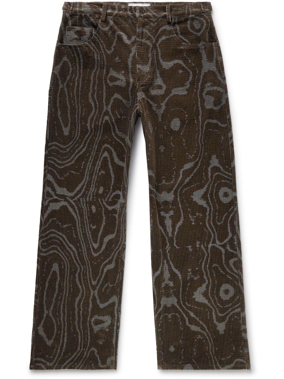Small Talk Throwing Fits Straight-leg Printed Cotton-blend Corduroy Trousers In Brown