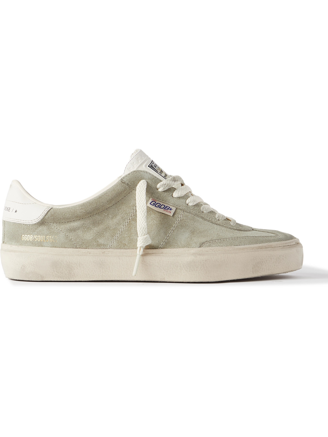 Golden Goose Soul-star Distressed Leather-trimmed Suede Sneakers In Neutrals