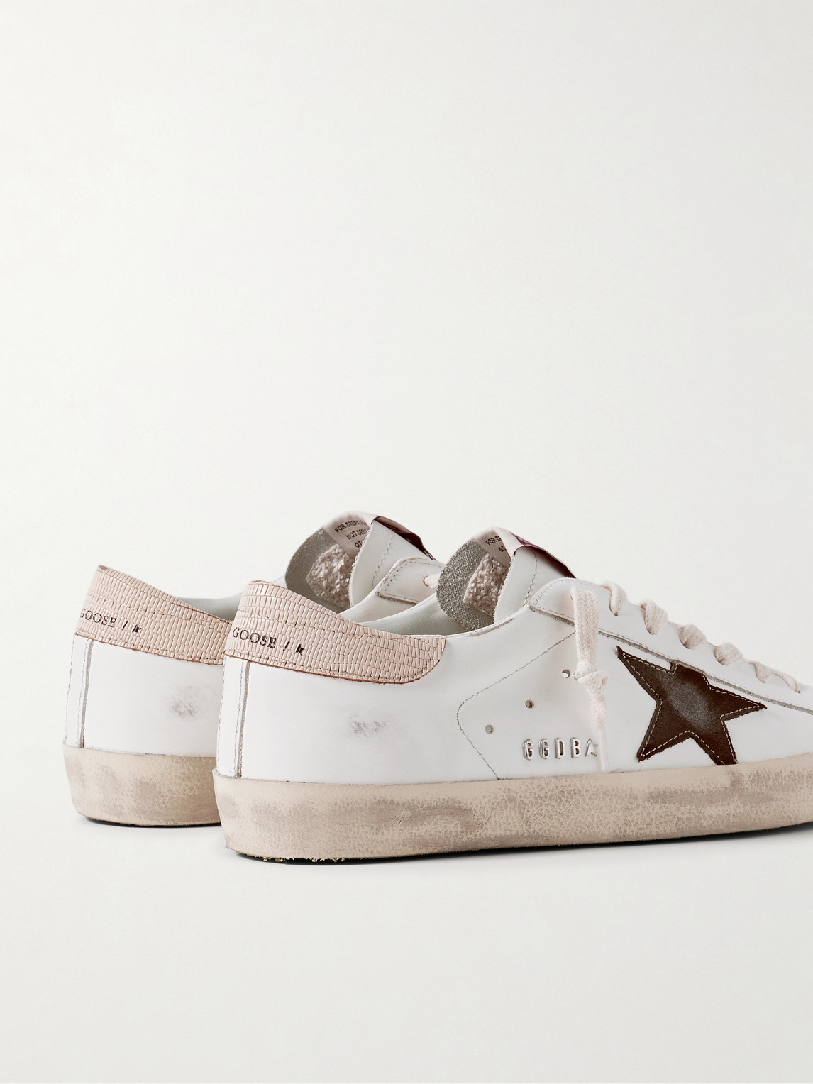 Shop Golden Goose Super Star Distressed Suede-trimmed Leather Sneakers In White