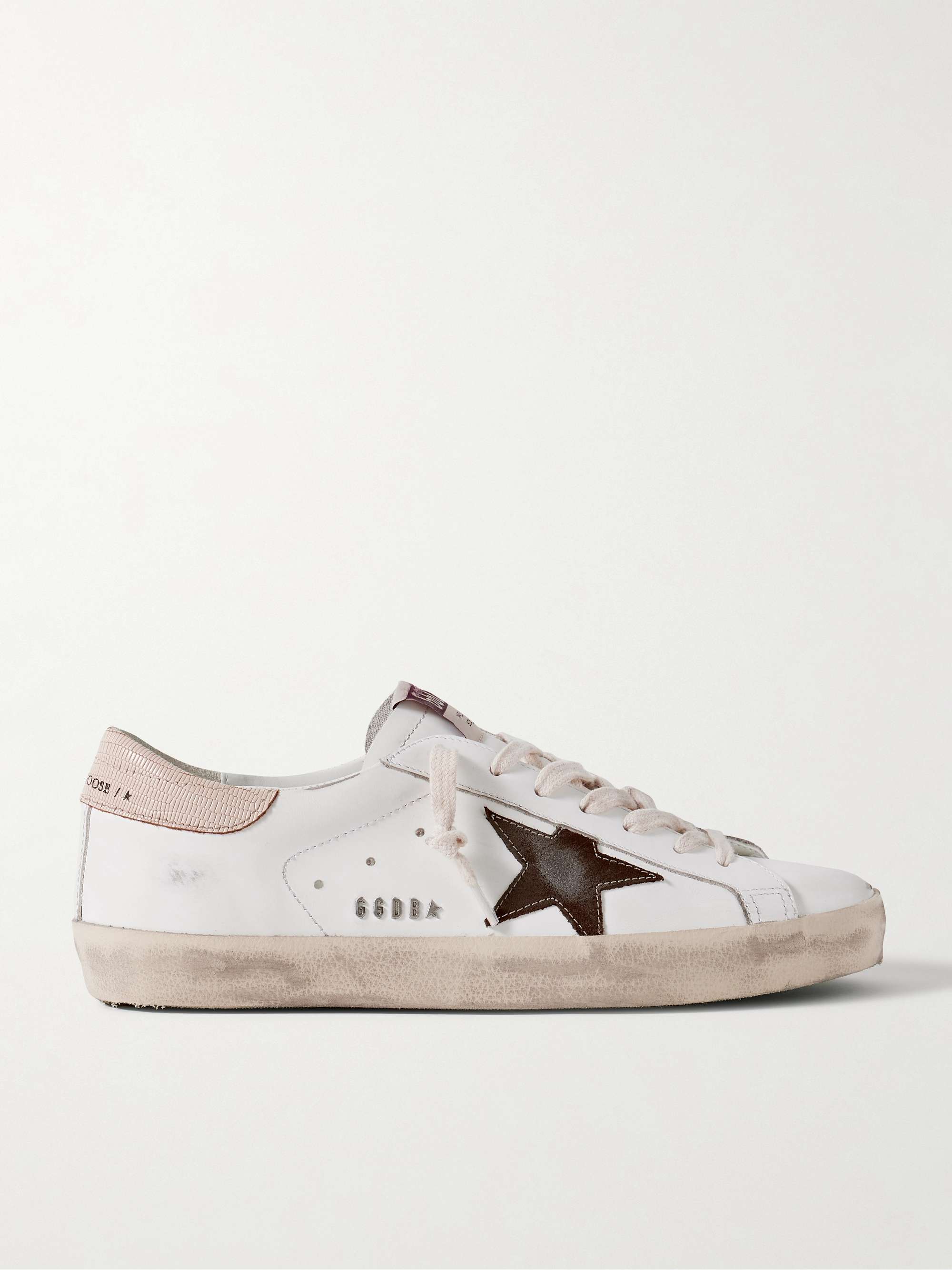 GOLDEN GOOSE Super Star Distressed Suede-Trimmed Leather Sneakers for ...