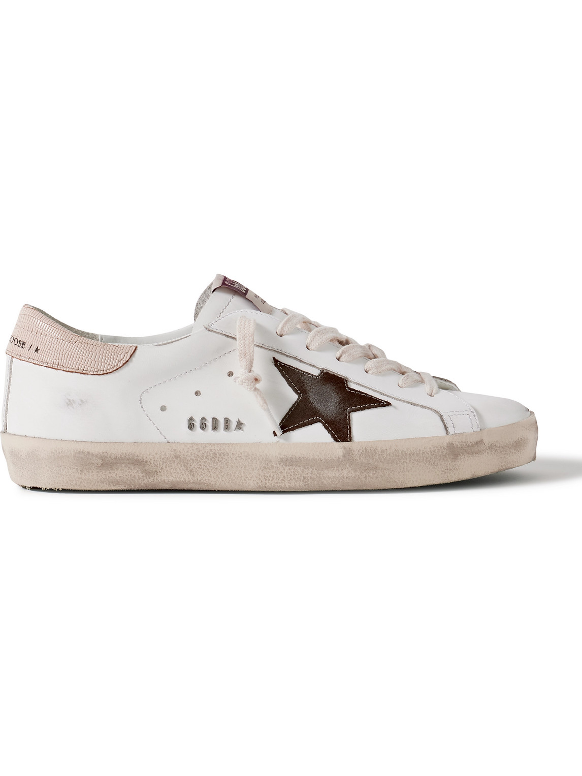 Shop Golden Goose Super Star Distressed Suede-trimmed Leather Sneakers In White