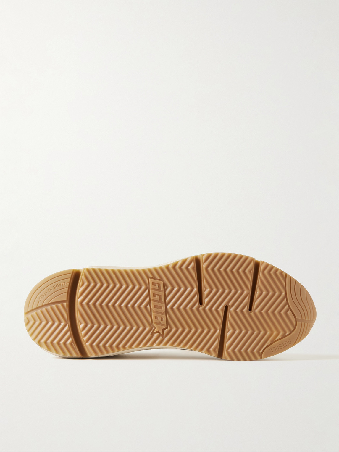 Golden Goose Running Sole Leather-trimmed Distressed Suede And Silk-faille Sneakers In Neutrals