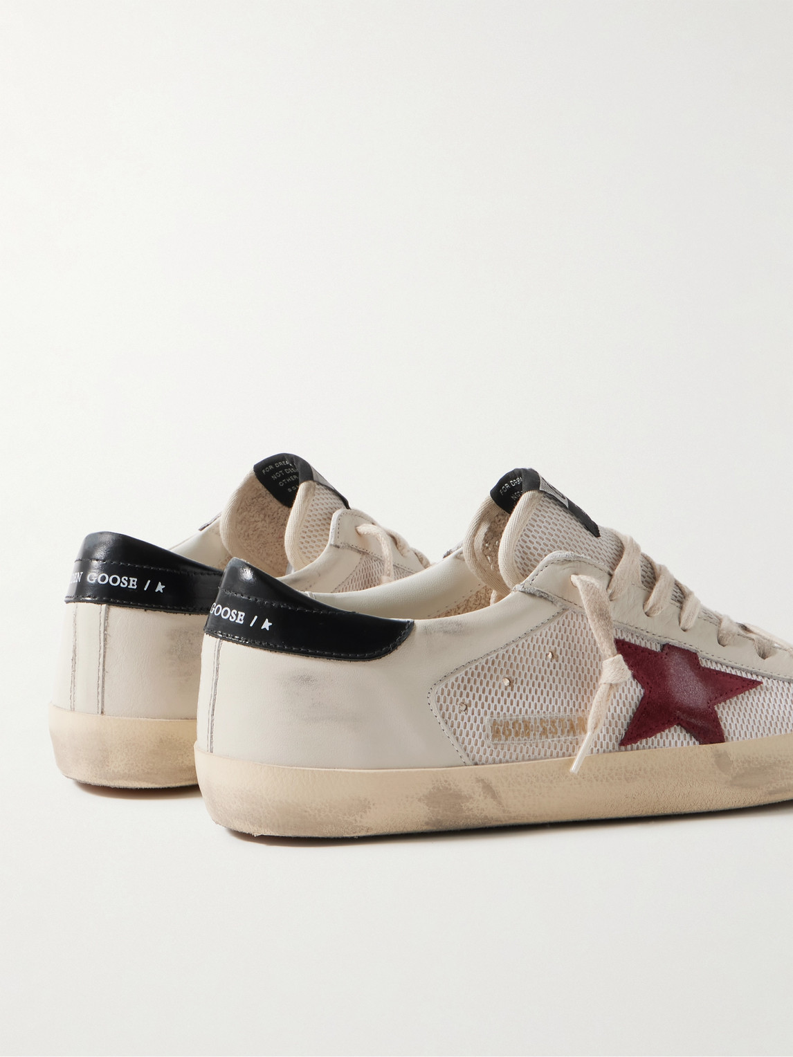 Golden Goose Superstar Distressed Suede-trimmed Leather And Mesh Sneakers In Neutrals