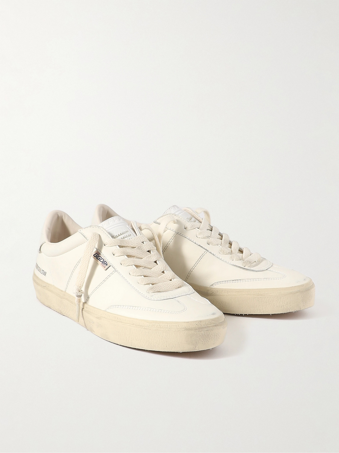 Shop Golden Goose Soul-star Distressed Leather Sneakers In Neutrals