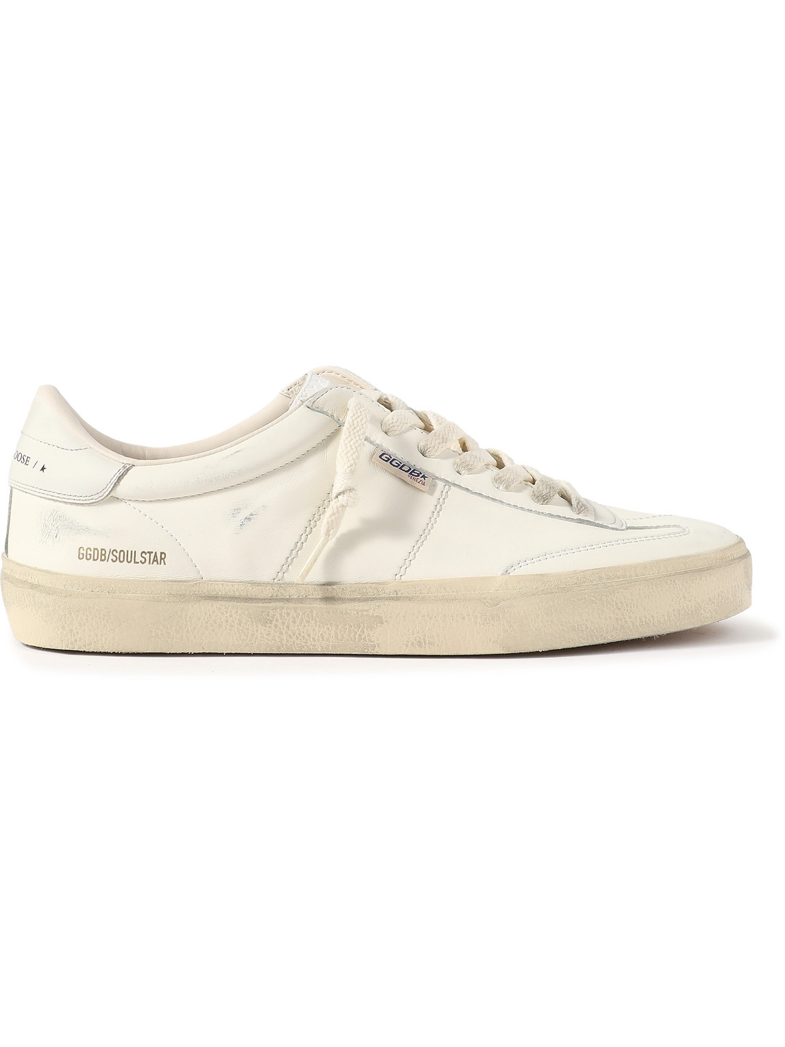 Shop Golden Goose Soul-star Distressed Leather Sneakers In Neutrals