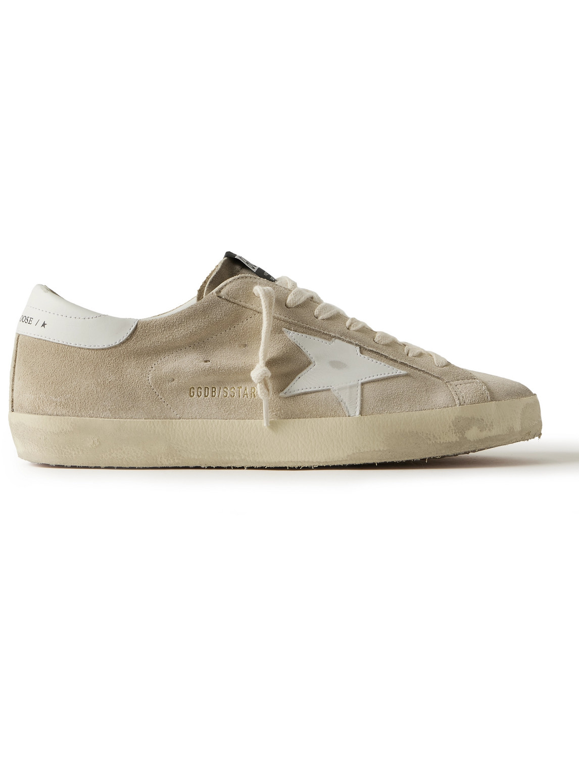 Golden Goose Super-star Distressed Leather-trimmed Suede Sneakers In Neutrals