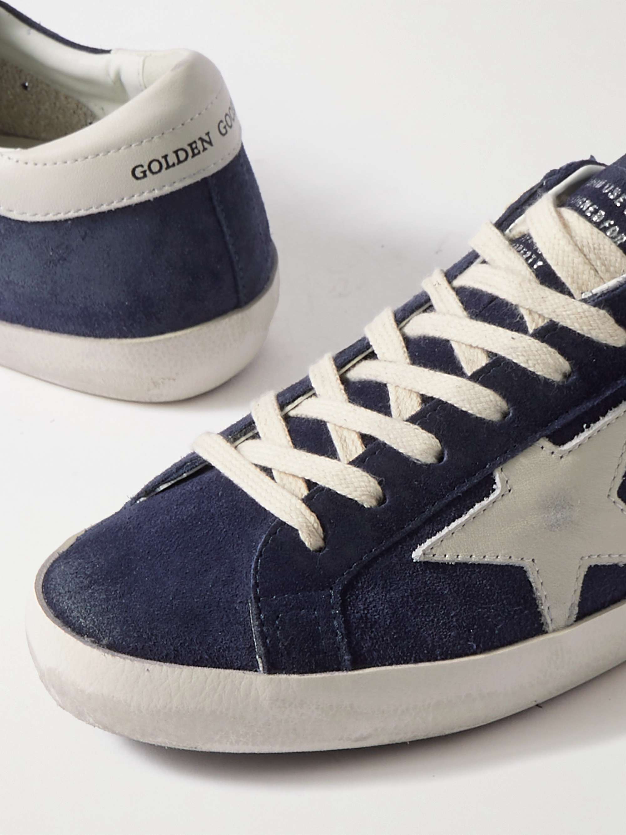 GOLDEN GOOSE Super-Star Distressed Leather-Trimmed Suede Sneakers for Men |  MR PORTER