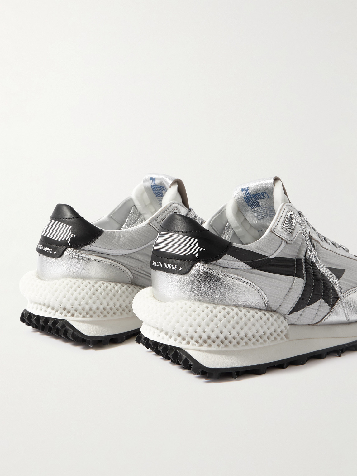 Golden Goose Marathon Nylon Sneakers With Silver Ripstop And Black Star Shoes In White