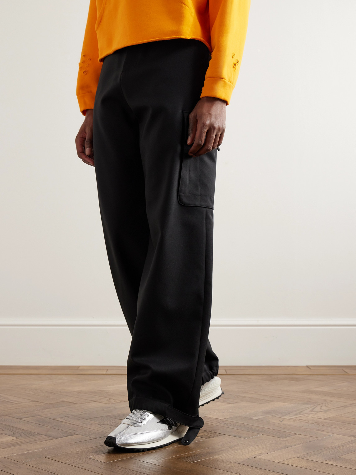 Golden Goose Marathon Nylon Sneakers With Silver Ripstop And Black Star Shoes In White