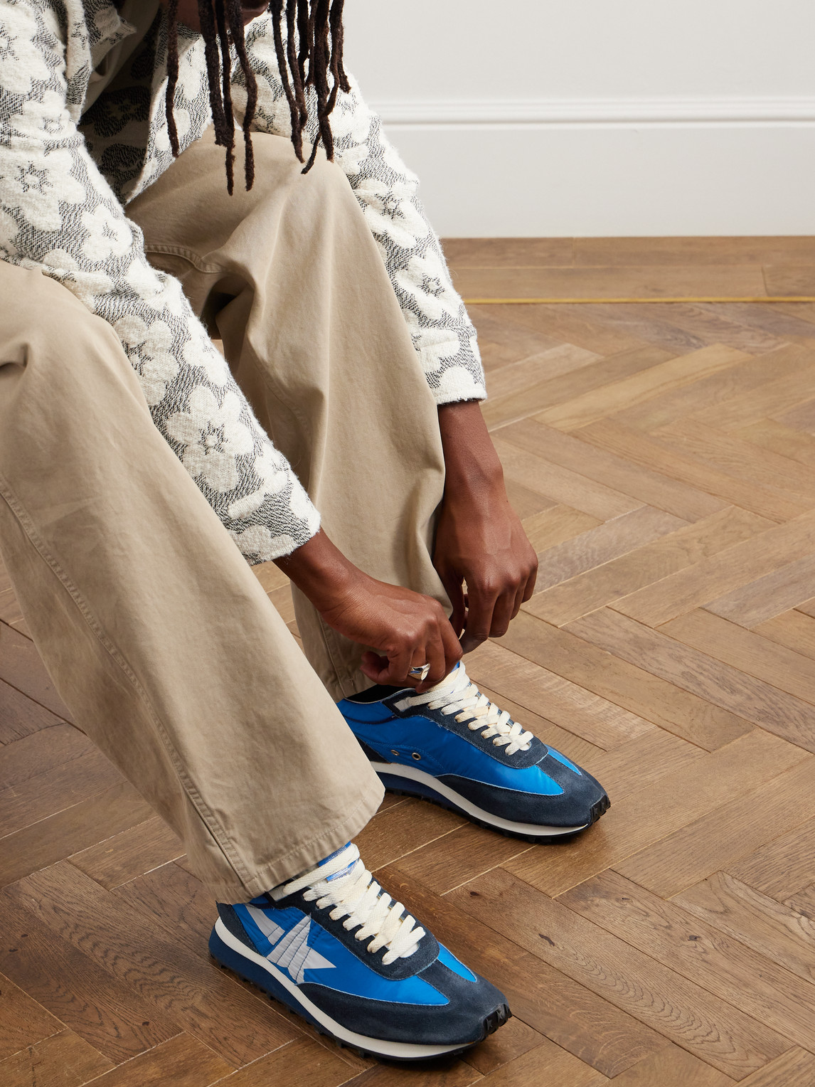 Golden Goose Deluxe Brand Running Marathon Nylon Upper Suede Sneakers In Blue