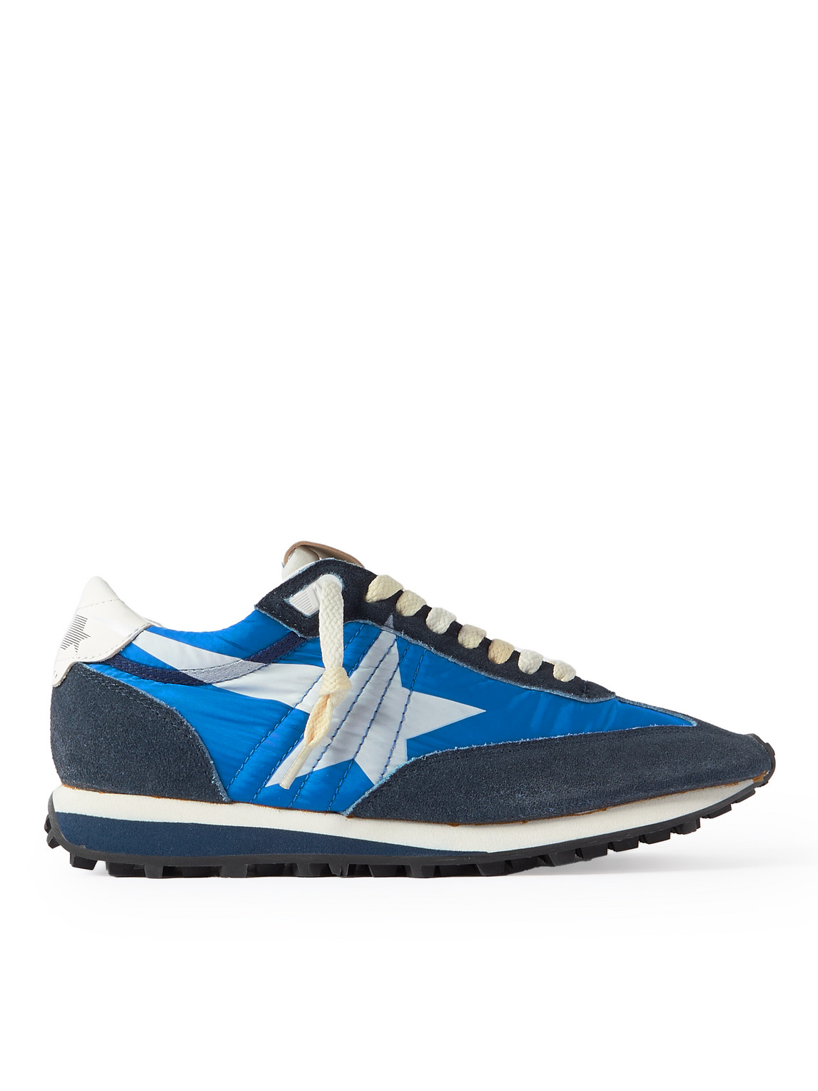 Golden Goose Marathon Leather And Suede-trimmed Nylon Trainers In Blue