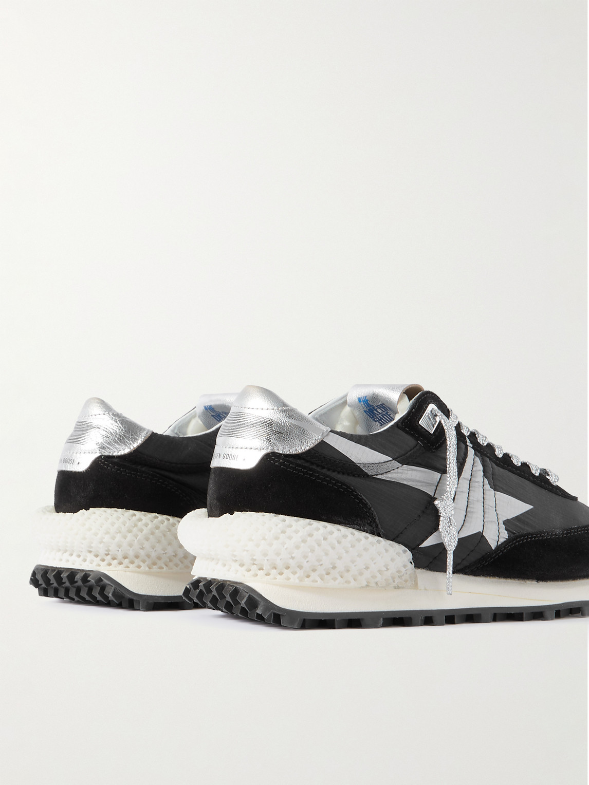 Shop Golden Goose Marathon Leather And Suede-trimmed Nylon Sneakers In Black