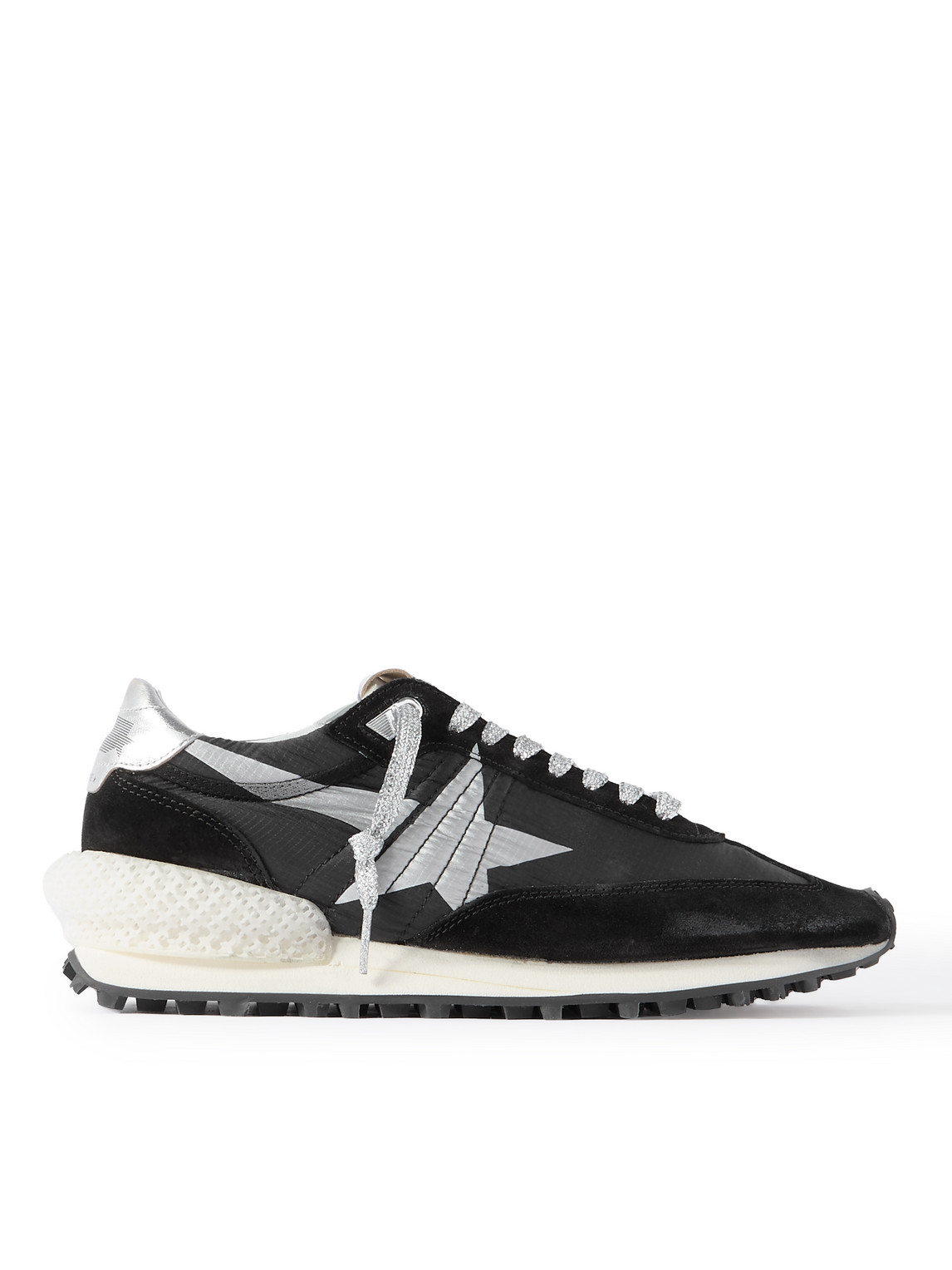 Shop Golden Goose Marathon Leather And Suede-trimmed Nylon Sneakers In Black